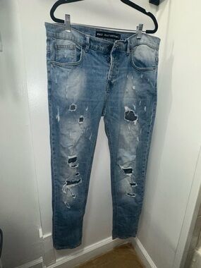 Denim&Co Light Blue Distressed Slim Jeans for Women